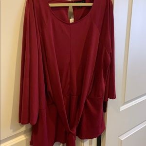 Fushia tie front blouse